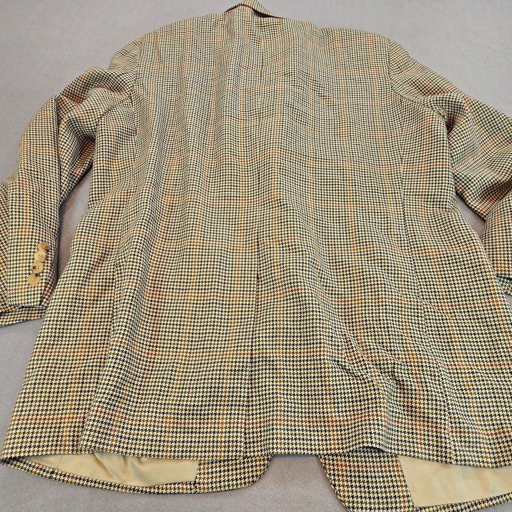 Paul Stuart Sport Coat Mens 43R Tan Houndstooth Silk Wool Blend Stuart II Blazer - Picture 8 of 11